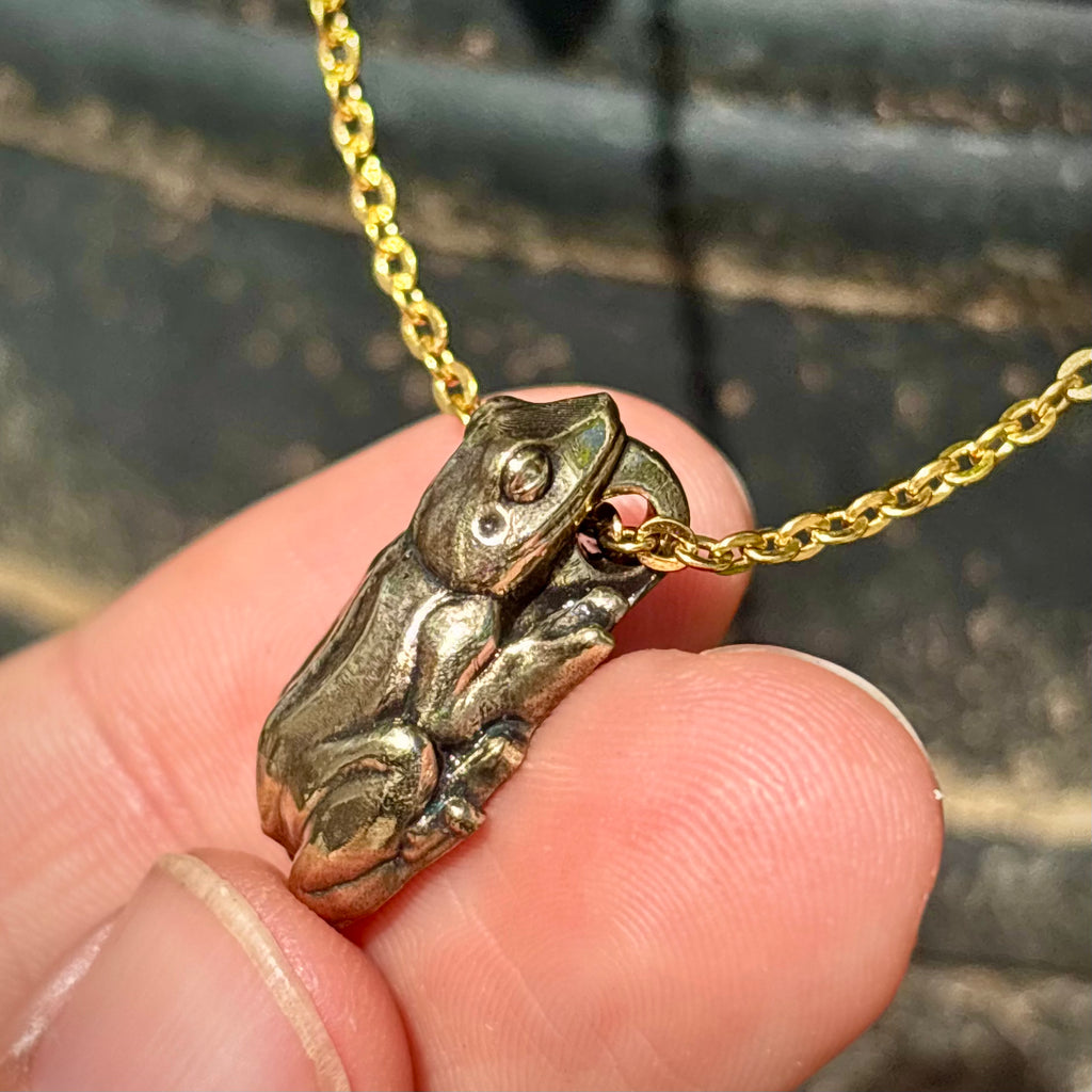 Coqui, Bronze pendant, $30